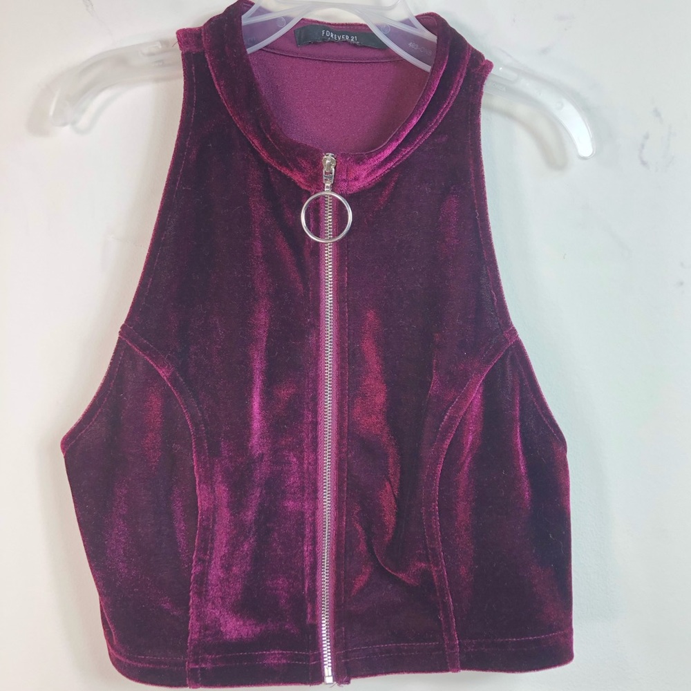 Velour burgundy crop  top size s